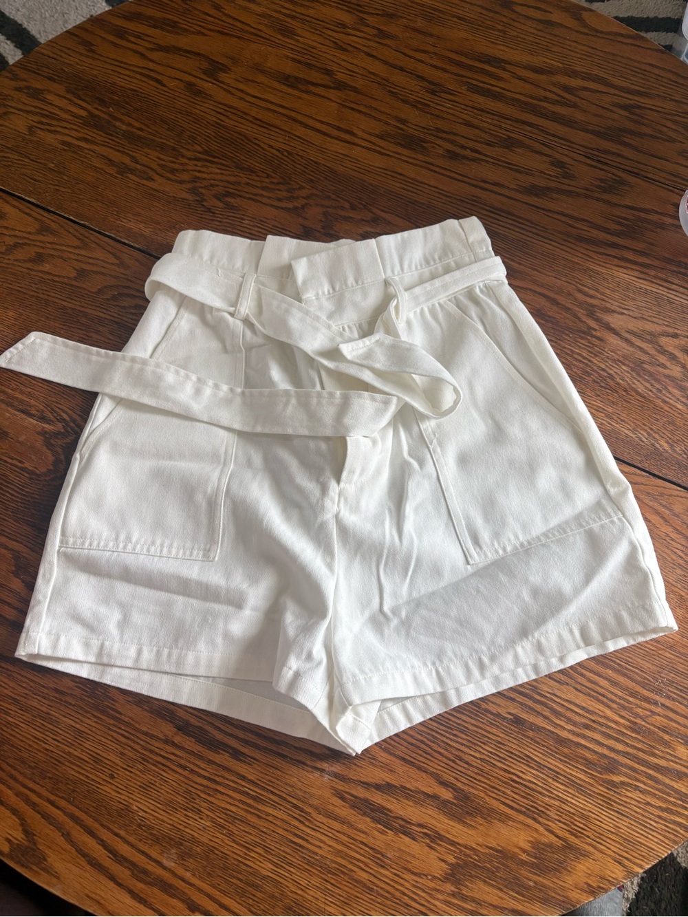 BB Dakota Cream High-Waist Tie-Belt Shorts